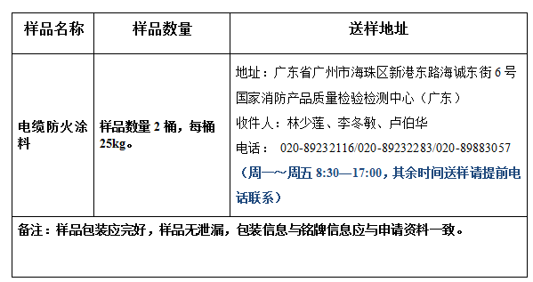 電纜防火涂料產(chǎn)品認(rèn)證型式試驗(yàn)業(yè)務(wù)辦理指南（廣東所）